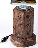 SUPERDANNY Surge Protector Tower with 10W Wireless Charger, Power Strip Tower Vertical Charging Stat