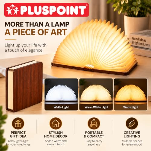 Buy PLUSPOINT Foldable Book Lamp Wooden Paper LED Mood Light, USB Rechargeable Night Light, Bedside Wooden Table Lamp, Home Decor, Office Gift for Book Lovers Online at Low Prices in India - Amazon.in - Image 5