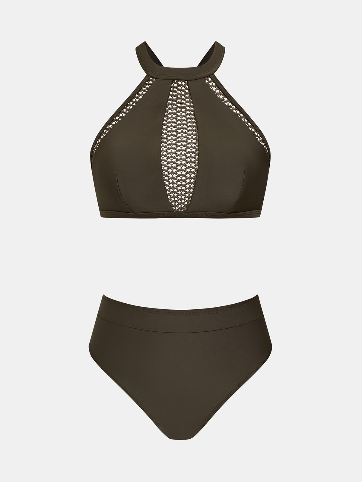 CUPSHE Damski zestaw bikini z wysokim stanem z wysokim dekoltem dwuczęściowy strój kąpielowy z siateczki