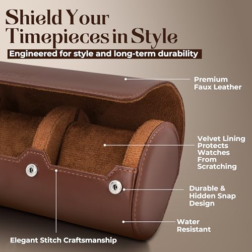 Image of Luxury Father's Gift, Travel Watch Case 3 Slots, Bonus Pouch Included, Portable Organizer, PU Leather Watch Roll, Home Storage, Angled Easy-Removal Cushions, Scratch-Resistant Padded Velvet Lining