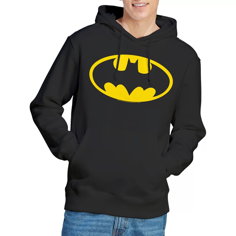 Dc Comics Men's Black Batman Logo Hoodie in Size 2XL, Sports Direct