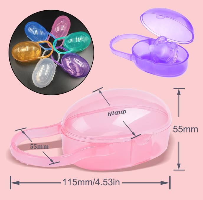 Image of AKOAK Pacifier Box, Travel Universal Pacifier Box with Handle, is Very Useful for Mothers - A Great BPA-Free Tool for Storing Pacifiers, Pack of 2 (Pink)