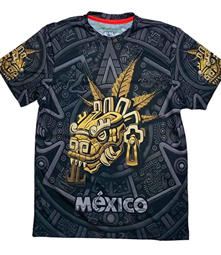 Playera cultura mexicana Quetzalcoatl cabeza de serpiente full print (L)