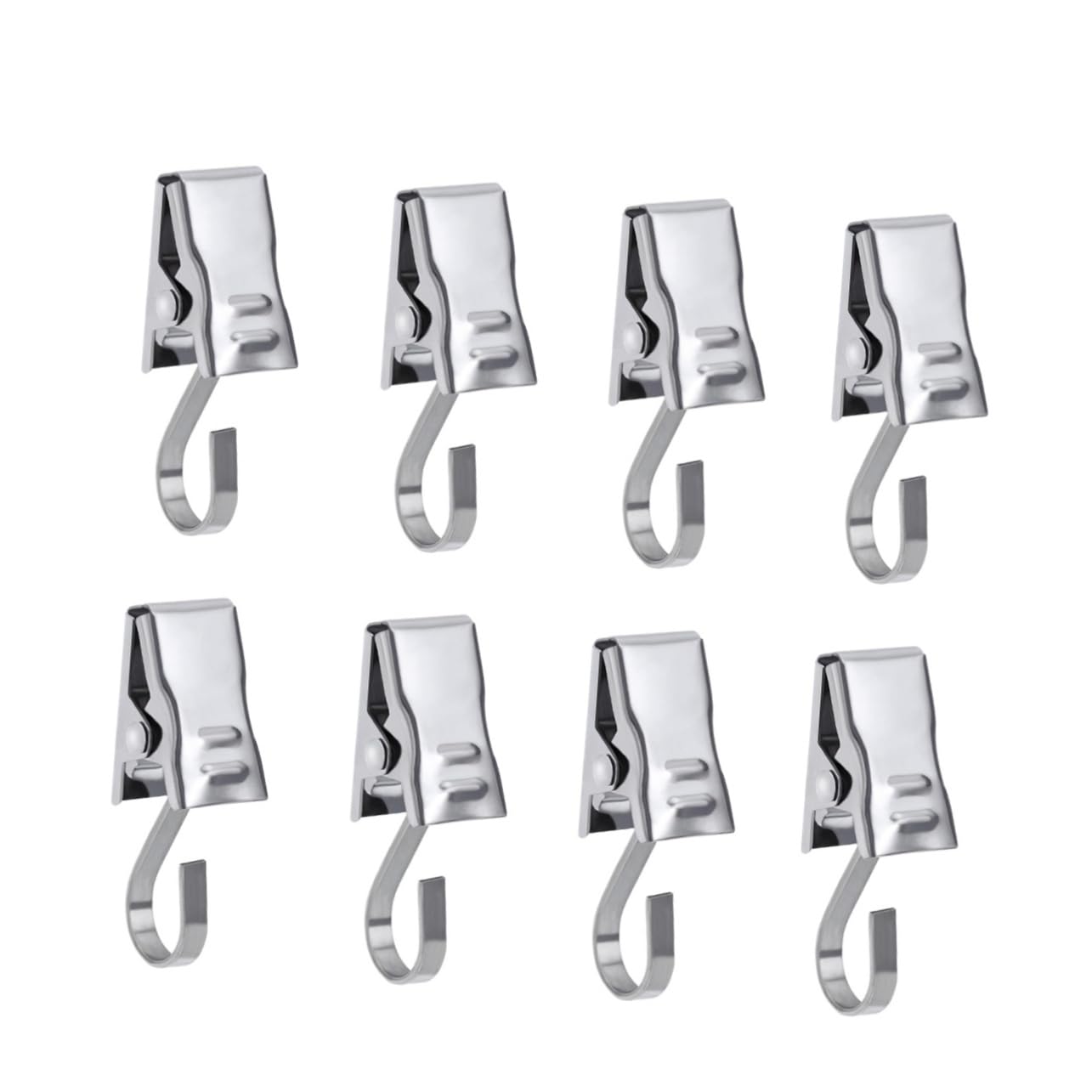 Ganchos para cortinas con clips estables de acero inoxidable satinado PRETYZOOM de 50 piezas