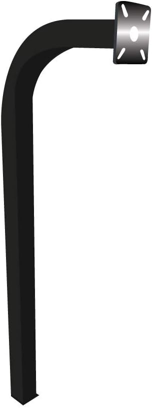 Standard Direct Burial Goose Neck Pedestal Aluminum 2" X 2" X 60" gate keypad mounting Post (Black)