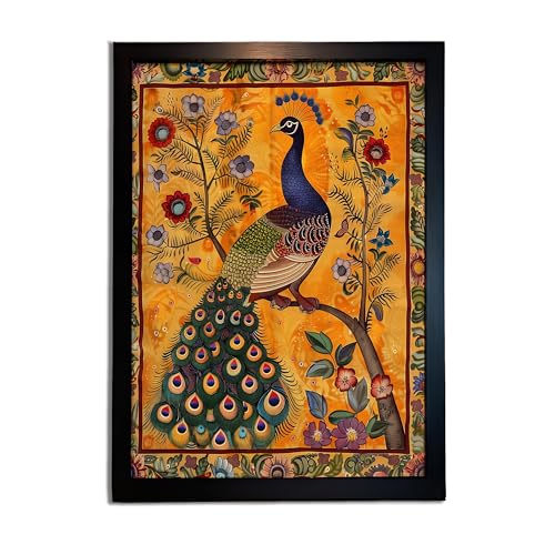 Image of redbakers.in Peacock Wall Art Print, Framed Paintings, Living Room Decor Vastu || Stylish Picture Frame for Home & Office Decoration|| Best Gift Size 10 x 14 Inch (Modern, NATALIA, 10 X 14 Inch)