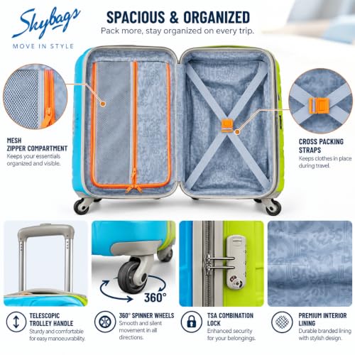 Image of Skybags Oscar 55 cm 360 Cabin Trolley Bag, Blue & Green