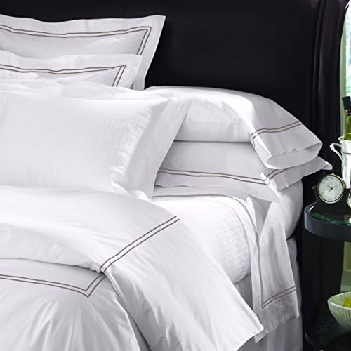 Miniatura 2 de Sferra Juego de sábanas de hotel grande, tamaño matrimonial, blancogris