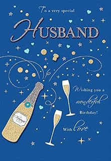 Traditional Birthday Card Husband - 9 x 6 inches - Piccadilly Greetings,Blue