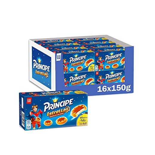 Príncipe Estrellas Galletas Cubiertas con Chocolate con Leche y con Relleno de Leche en Forma de Estrella 150g - Pack de 16