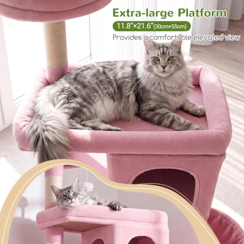 Image of Globlazer S72 Heavy Duty Cat Trees for Large Cats, Sturdy 72in Maine Coon Cat Tree for Large Cat 20 lbs+ Heavy Duty Cat Tower for Adult Biggest Cats with 6 Scratching Posts, Hammock, Pink