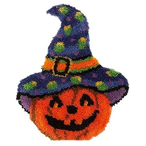 NZHK Halloween Latch Hook Rug Kits, Latch Hook Kits for Beginners Cushion Carpet Crafts Embroidery Crochet Needlework for Kids Adults Beginners 20" X 15" Cover