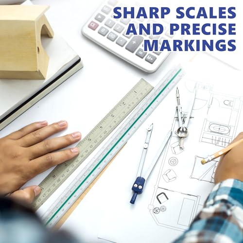 2 Stück Architektonisches Lineal, Kunststoff Maßstab Lineal Dreikantmaßstab für Architekten und Ingenieuren: 1:20, 1:25, 1:50, 1:75, 1:100, 1:125/1:100, 1:200, 1:250, 1:300, 1:400, 1:500