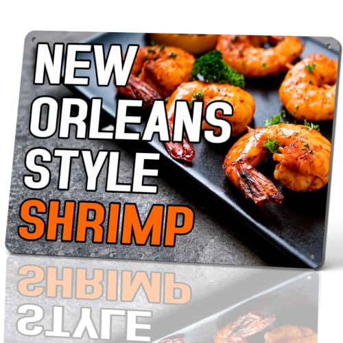 New Orleans Style Shrimp Metal Sign 8 x 12 Inch