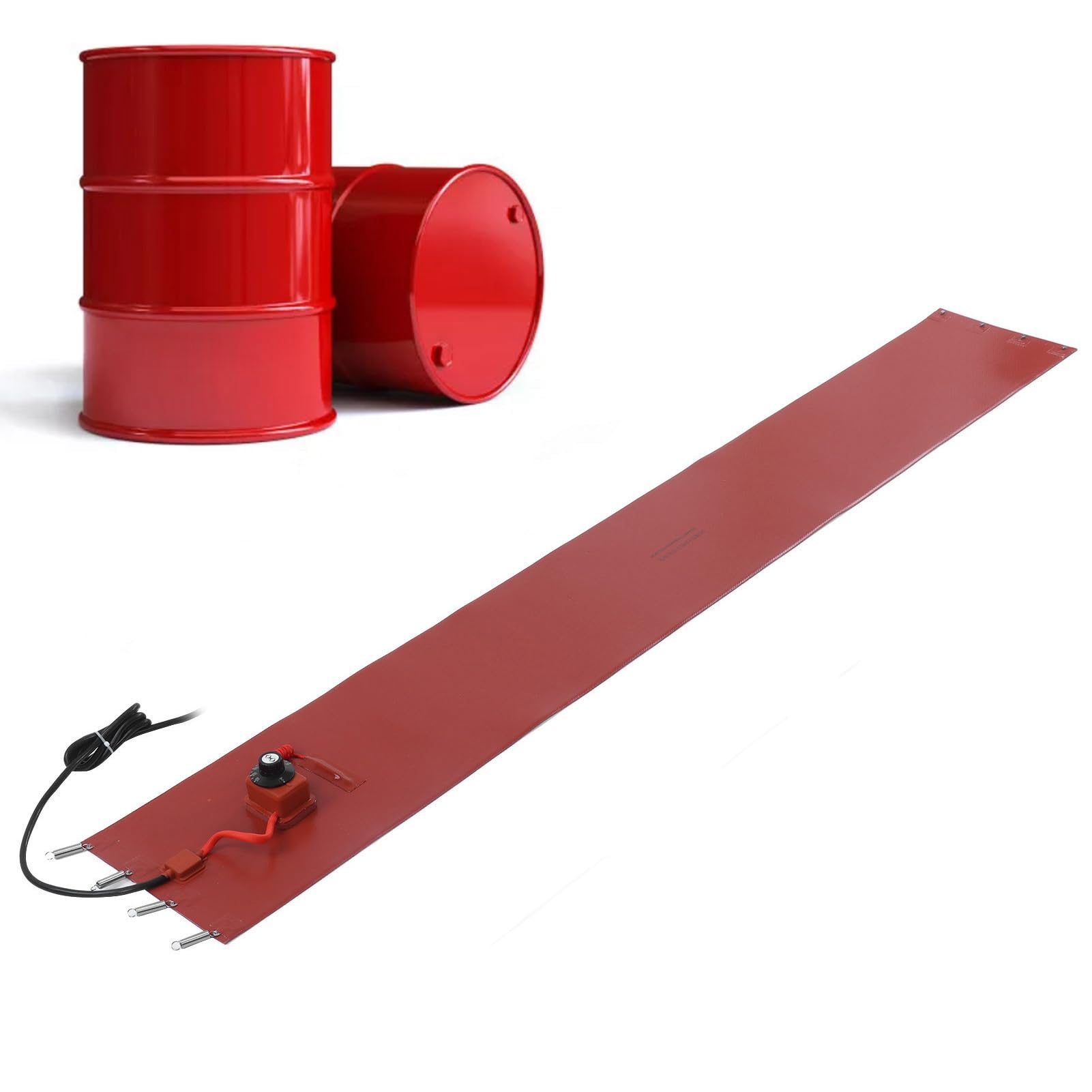 Coussin Chauffant en Silicone, Chauffe-Seau à Tambour, Ceinture Chauffante pour Tambour à 200L Coussin Chauffant en Silicone avec Ressort élastique et Thermostat, (Prise UE