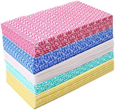 JEBBLAS Cleaning Towels Dish Towels and Dish Cloths Reusable Towels,Handy Cleaning Wipes, Great Dish Towel, Disposable, Absorbent, Dry Quickly 60 Sheets/Pack,5 Color