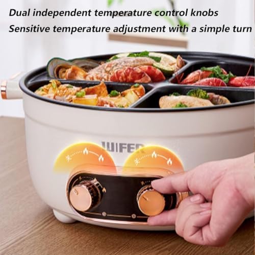 Four Grid Multifunctional Stew Pot,Large Capacity 4 Grid Electric Hot Pot, Independent Temperature Control on Both Sides for Home Party (4 Grid 6L)
