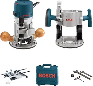 Bosch 1617EVSPK 12 Amp 2-1/4-Horsepower Plunge and Fixed Base Variable Speed Router with RA1054 Deluxe Router Edge Guide With Dust Extraction Hood & Vacuum Hose Adapter