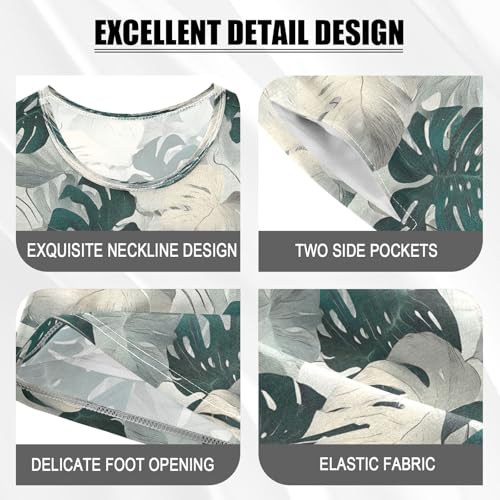senya Monstera Deliciosa Tropical Summer Pajamas Set Short Cotton Sleepwear 2 Piece4