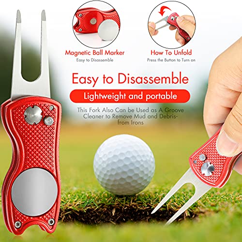 sprookber Golf Accessories Set - PRO Retractable Golf Club Brush, Microfiber Waffle Pattern Golf Towel, Golf Divot Repair Tool, Golf Ball Marker - Golf Club Cleaning Kit, Golf Accessories for Men - Thumbnail 4