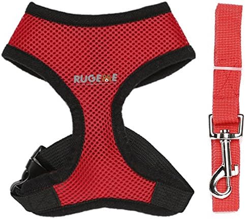 Soft Mesh Non Pulling Puppy Harness with Leash Set (Halloween Sale) (Medium, Red)