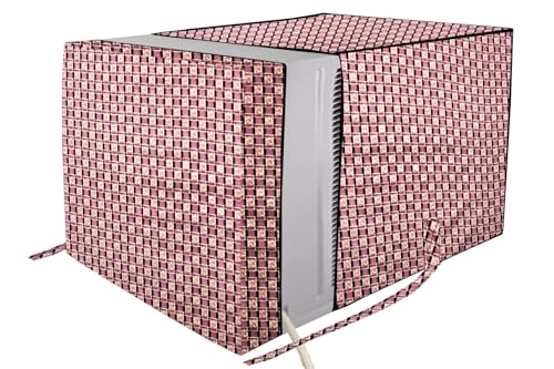 Image of The Furnishing Tree Elastic fit waterproof Polyester window ac cover suitable for Croma 1.5 Ton, Dustproof cover for inner and outer section, In CM: (67.31x66.04x45.72), Basketweave Multicolor