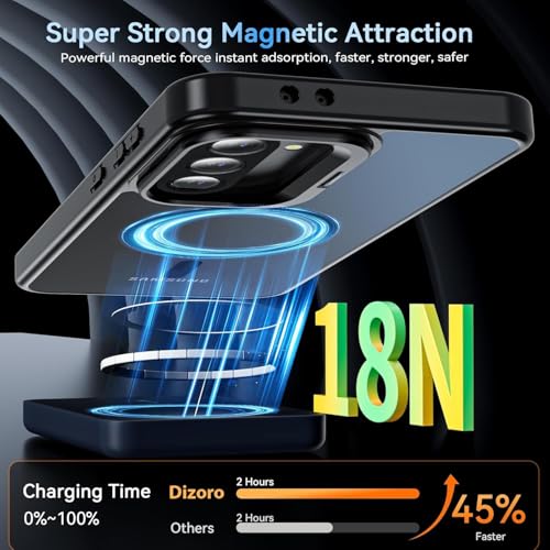 Image of DIZORO Compatible with Samsung Galaxy A37 Case Compatible with Wireless Charging, with Camera Stand, Military Grade Drop Tested,Translucent Hard Back Soft Edge Back Cover (Black)