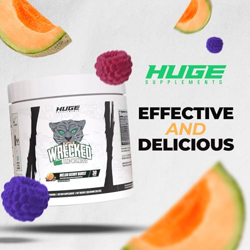 Image of Wrecked Core - All-in-One Pre-Workout Supplement for Men & Women, Increase Energy, Focus & Pumps with L-Citrulline, Beta-Alanine, L-Tyrosine & More (30 Servings) (Melon Berry Burst)