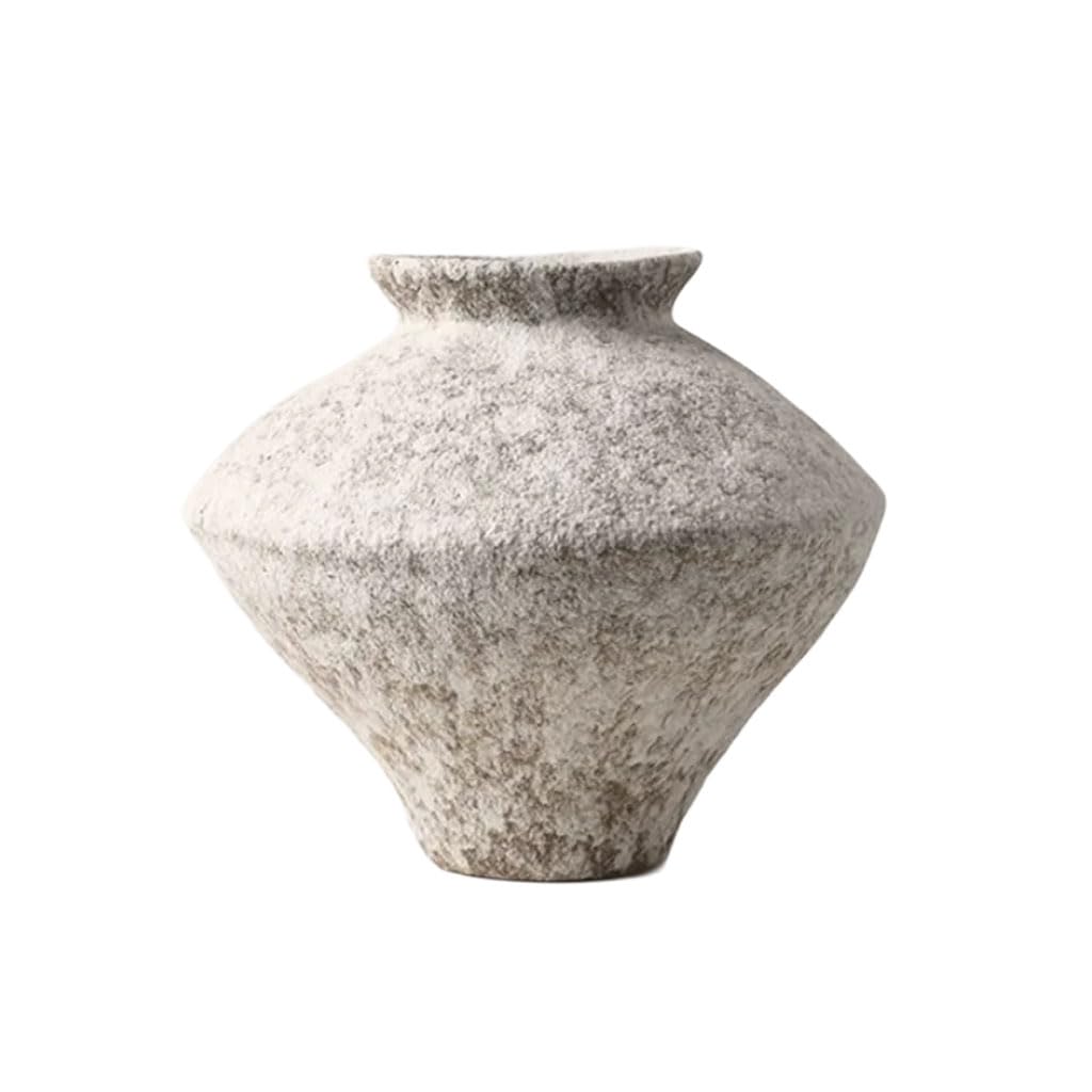 HRGKLMN Vase Handcrafted Wabi-Sabi Ceramic Vase in Stone Look, Minimalist Flower Vase Table Decoration for Dried Plants Natural Branches Home Accessories & Decor,A,S