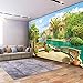 Msrahves carta da parati 3d Verde giardino barca lago fotomurale 3D murales da parete quadro pittura fotomurale da parete carta da parati 3D Wall Sticker Adesivi Adesivo da Parete 3D Adesivi Murali Pa