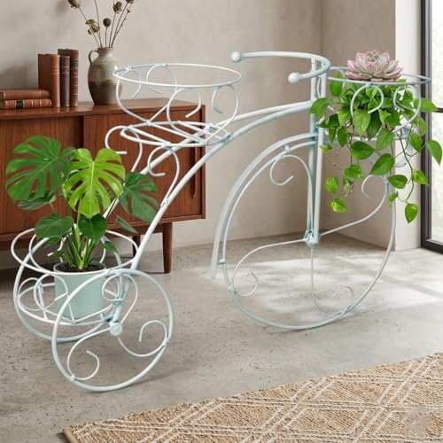 VINAMRA28 - Cycle Planter Stand, Tricycle Plant Holder Ideal for Home, Garden, Terrace set of 1, White