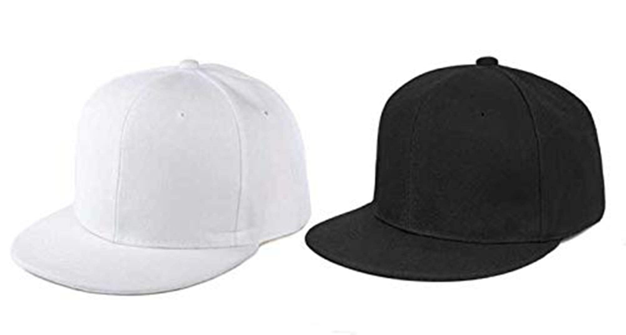 Men's Cotton Hip-Hop Snapback Black & White Cap (Pack of 2)