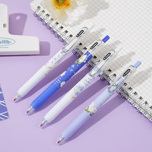 Set de 4 bolígrafos retráctiles de tinta gel floral 0.5mm miniatura 3