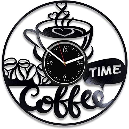 Kaffeethema Kaffeemühle Kaffeebohnen Vinyl Wanduhr personalisierte kreative Moderne Design Hauptdekoration einzigartige Neujahr Coffee Shop Dekoration