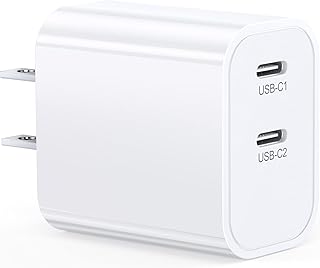 [20W/1Pack] Type C Charger, Dual Port USB C Wall Plug PD3.0 USB C Fast Charging Block Power Adapter for iPhone15/15 Pro, Samsung Galaxy, Google Pixel, Motorola, Oneplus Kindle Cargador Cube Brick Box