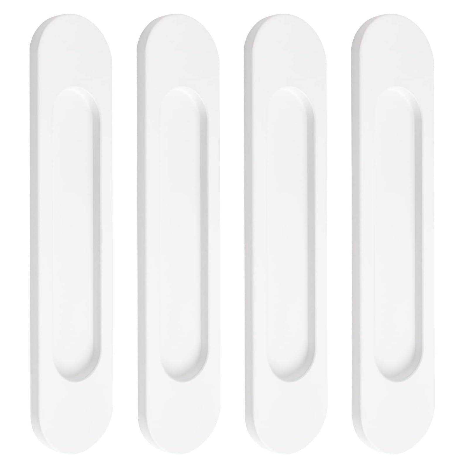 MOROBOR Self-Stick Oval Sliding Door Pulls, 4pcs Warm White Aluminum Alloy Flush Pull Punch-Free Handle for Sliding Barn Door Windows Cabinets/18cm