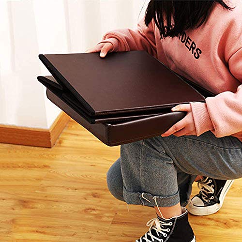 Pouf de Rangement en Similicuir Marron aux finitions soignées