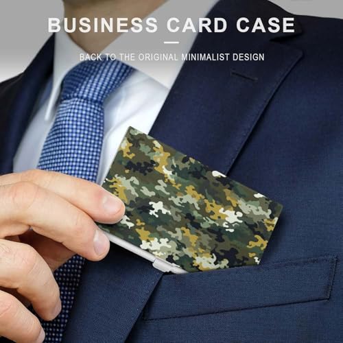 Green Camouflage Black White Business Card Holder, Pocket Slim Portable Metal Business Card Case for Women Men3