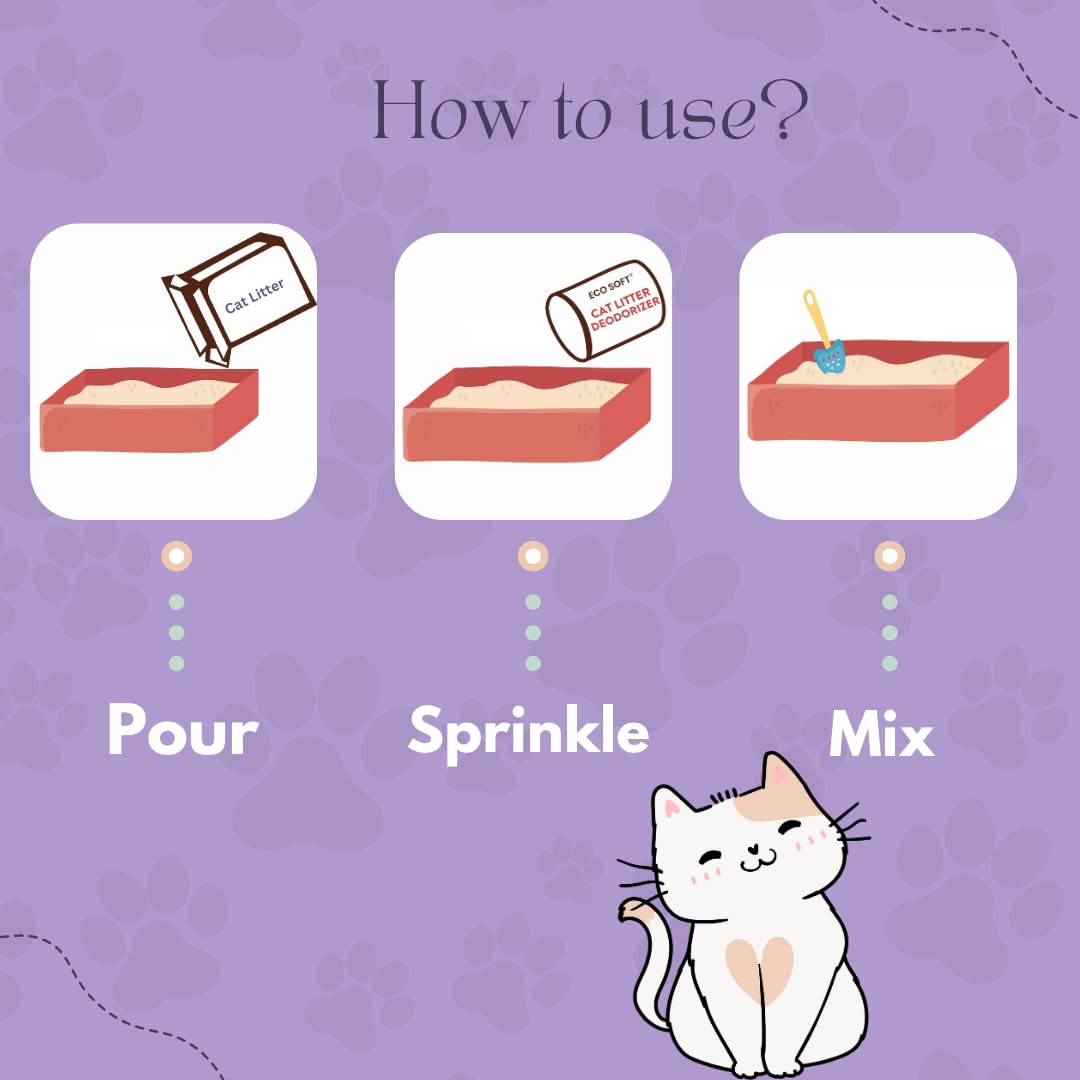 Eco Soft Cat Litter Deodorizer 750gms | Lavender Fragrance | Odour Eliminating Powder | Suitable for All Types of Litter | Longer Lasting Odour Control | Strong Cat Urine Smell Remover 2