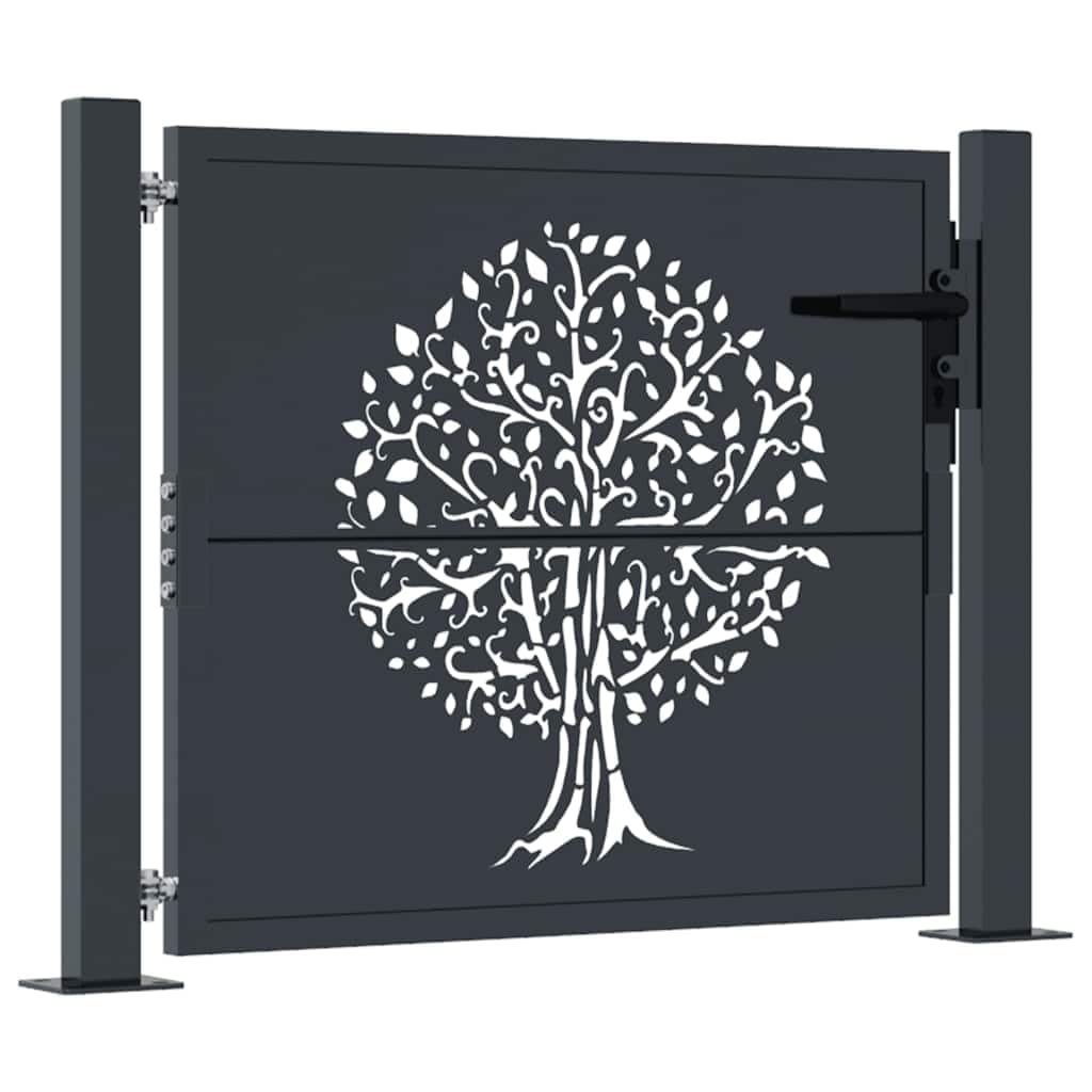 Portal de jardín de acero antracita 100x100 cm con diseño de árbol