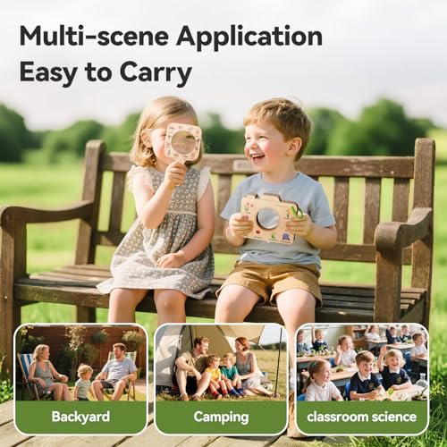 Magnifying Glass for Kids Wooden Montessori Educational Explore Toy Magnifying Glasses and Wood Bug Cards for Outdoor Adventure Birthday Gift for Boys Girls Ages 3+