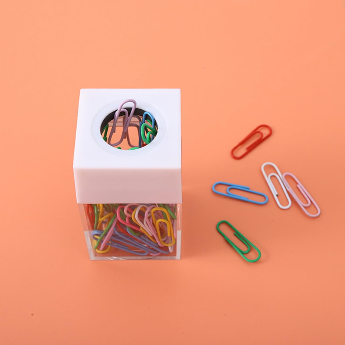 Operitacx 8pezzi Dispenser Magnetico Per Graffette Contenitore Quadrato Trasparente Per Ufficio Capacità Elevata e Coperchio Rimovibile