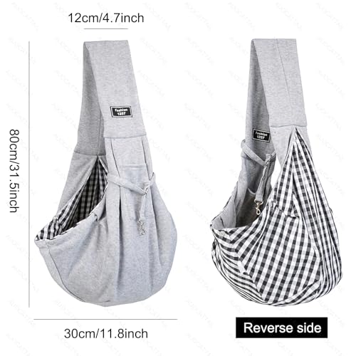 AUOCATTAIL Small Dog Cat Sling Carrier Double-Sided Reversible Soft Fabric Portable Outdoor Subway Travel Hands-Free Pet Dog Cat Carrying Bag (Gray) AUOCATTAIL Small Dog Cat Sling Carrier Double-Sided Reversible Soft Fabric Portable Outdoor Subway Travel Hands-Free Pet Dog Cat Carrying Bag (Gray)