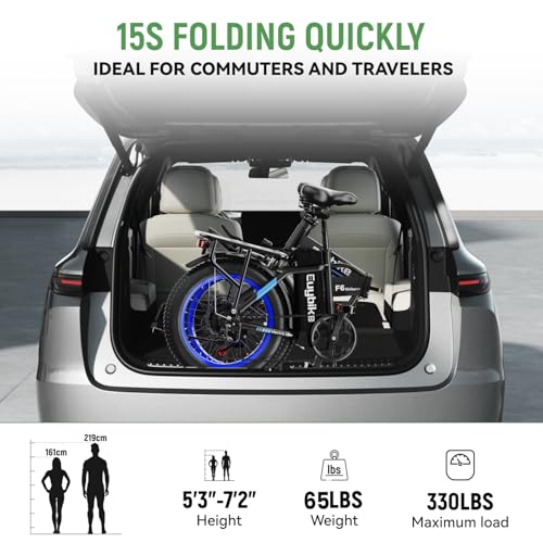 Image of 1000W Folding Electric Bike,48V 20AH Removable Battery E Bike,80 Miles Max Range Electric Bike for Adults,20 inch Fat Tire Foldable ebike,Adult Electric Bicycle for Commute Beach Snow