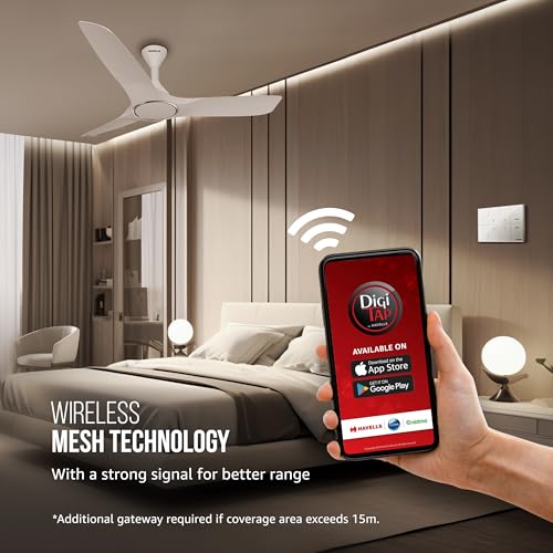 Image of Havells Crabtree iSense Smart Monoblock Touch Panel with1 Fan regulator, 3 ON /OFF switch, 2 Scene (White) I Compatible with 4M Gang Box I Mesh connectivity I Compatible with Alexa, Google Home