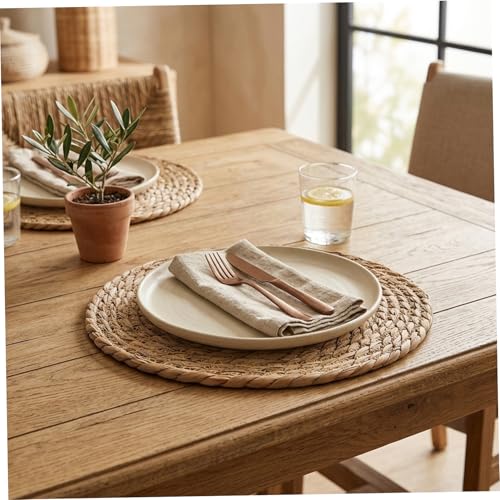 Sets de table ronds tissés en papyrus pour protéger et décorer la table