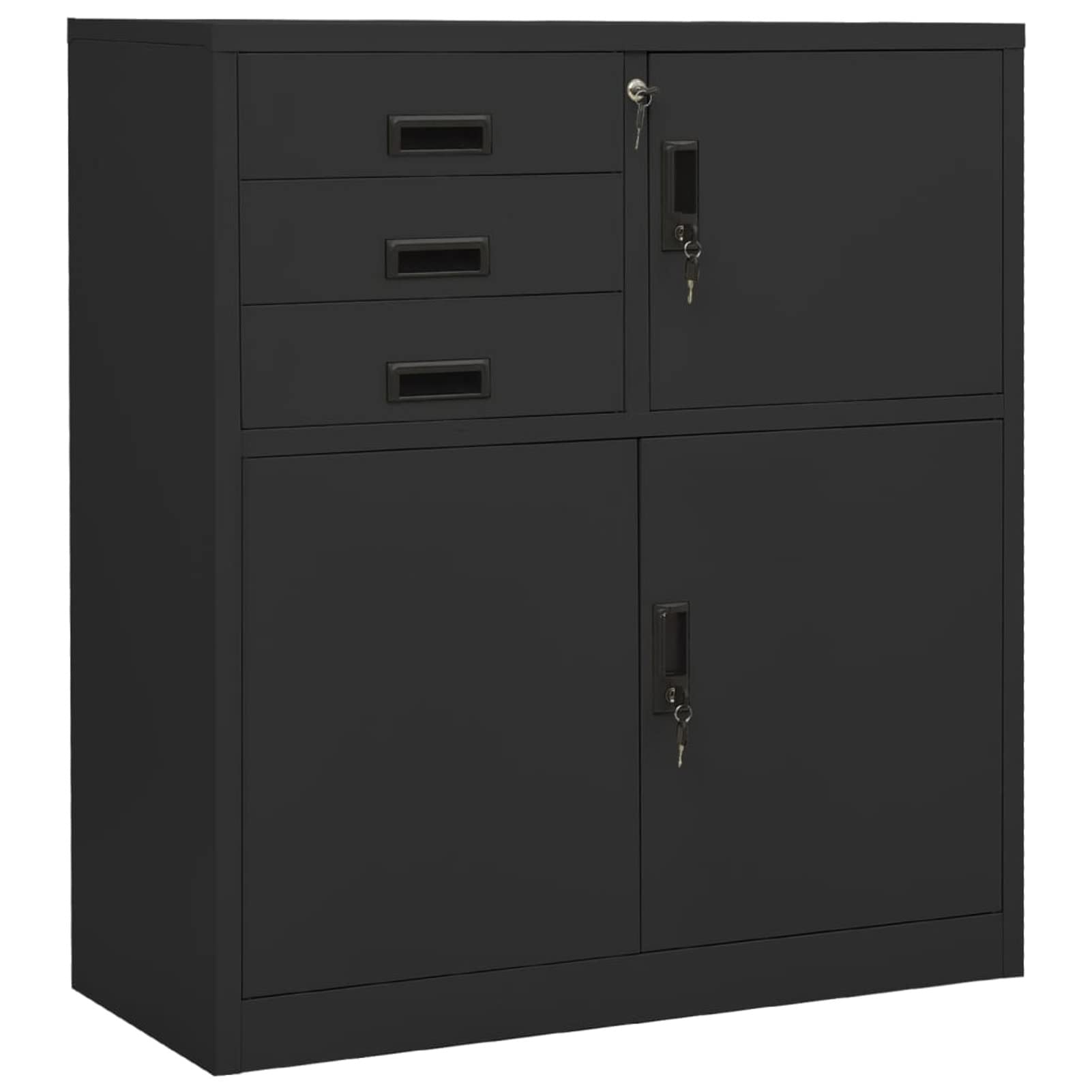 Armario de almacenamiento de oficina de metal con cerradura, armario de almacenamiento seguro en acero gris antracita, 90 x 40 x 102 cm, perfecto para espacio de trabajo y oficina en casa