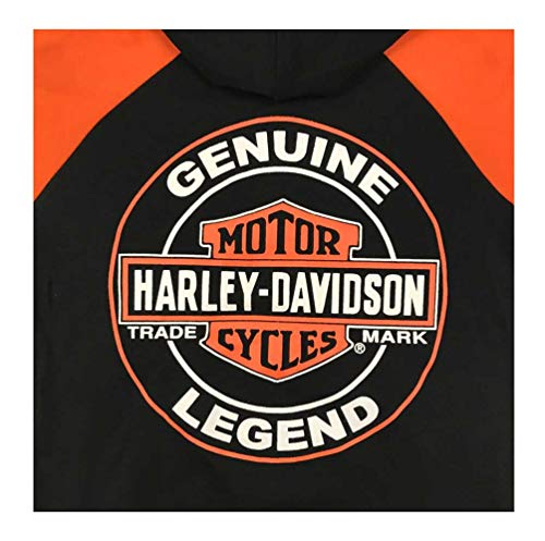 Harley-Davidson Big Boys' Bar & Shield Knit Zippered Hoodie, Black & Orange2