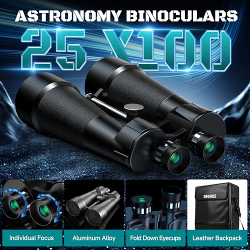 Image of Sogries 25x100 Binoculars for Adults High Powered Large Aperture 100mm Astronomy Binoculars Long Distance Viewing Waterproof Long Range Powerful Binocular for Stargazing Marine Cruise Ship Birding