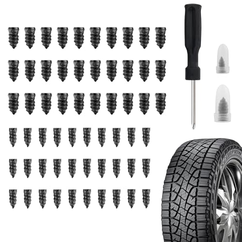 Image of Salior 60PCS Tire Plug Kit with Screwdriver,Rubber Flat Tire Repair Kit for Fast Repair of Tire Punctures,Durable Car Tire Repair Kit Self-Service Repair Nails for Car Motorcycle Truck (60PCS)